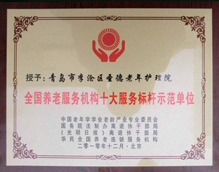 全國(guó)養(yǎng)老服務(wù)機(jī)構(gòu)十大服務(wù)標(biāo)桿示范單位